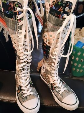 RARE!!! AUTHENTIC CHUCK TAYLORS CONVERSE KNEE-HIGH PATCHWORK LACEUP !!! Unisex